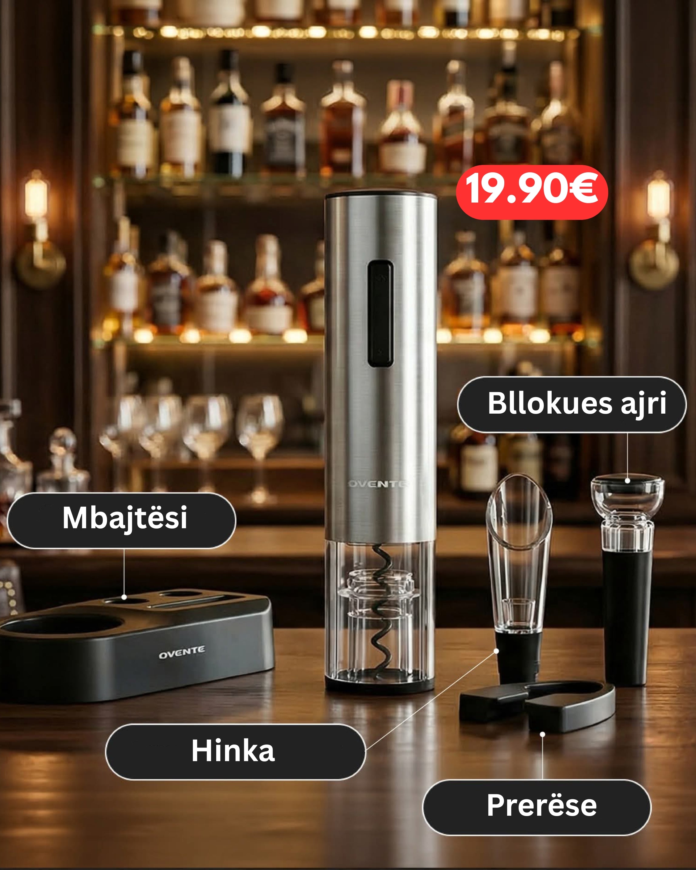 Hapëse Elektrike për Shishe Vere me Aksesorë