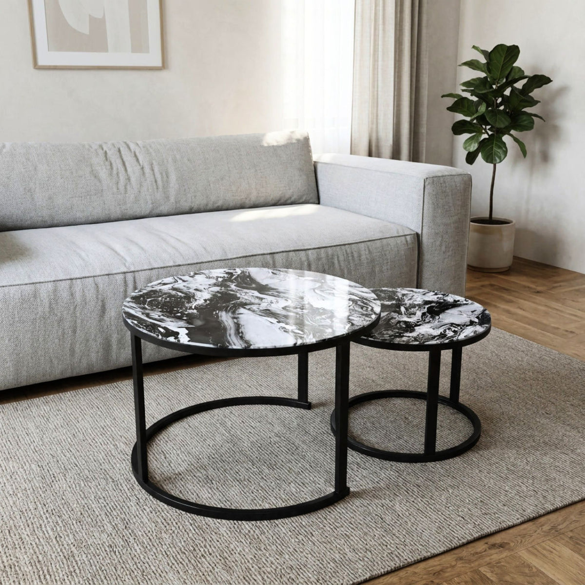 Set Tavolinash me Xham – 2 Copë