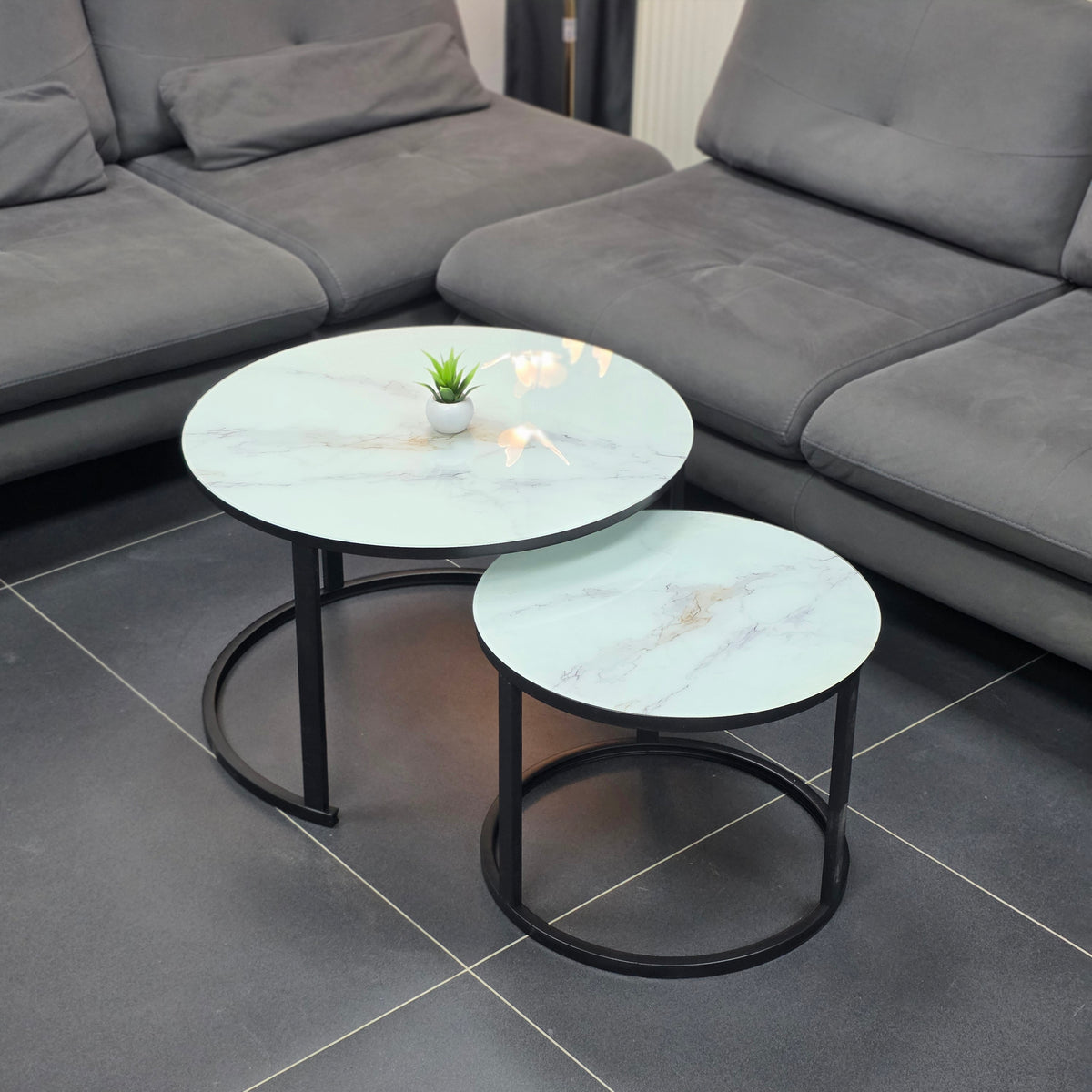 Set Tavolinash me Xham – 2 Copë