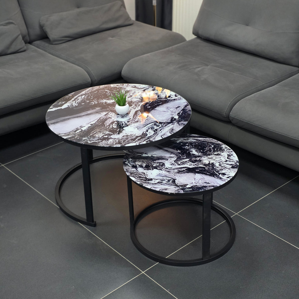 Set Tavolinash me Xham – 2 Copë