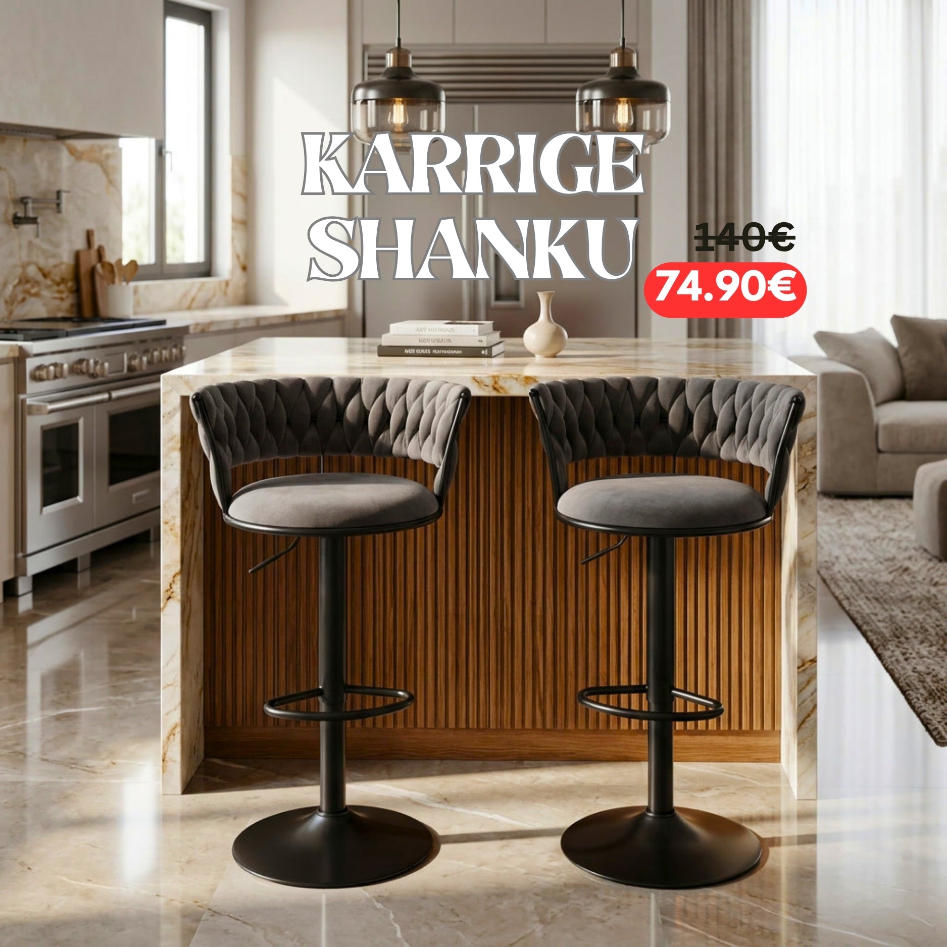 Karrige Shanku Elegante me Lartësi të Rregullueshme – 60 deri 80 cm