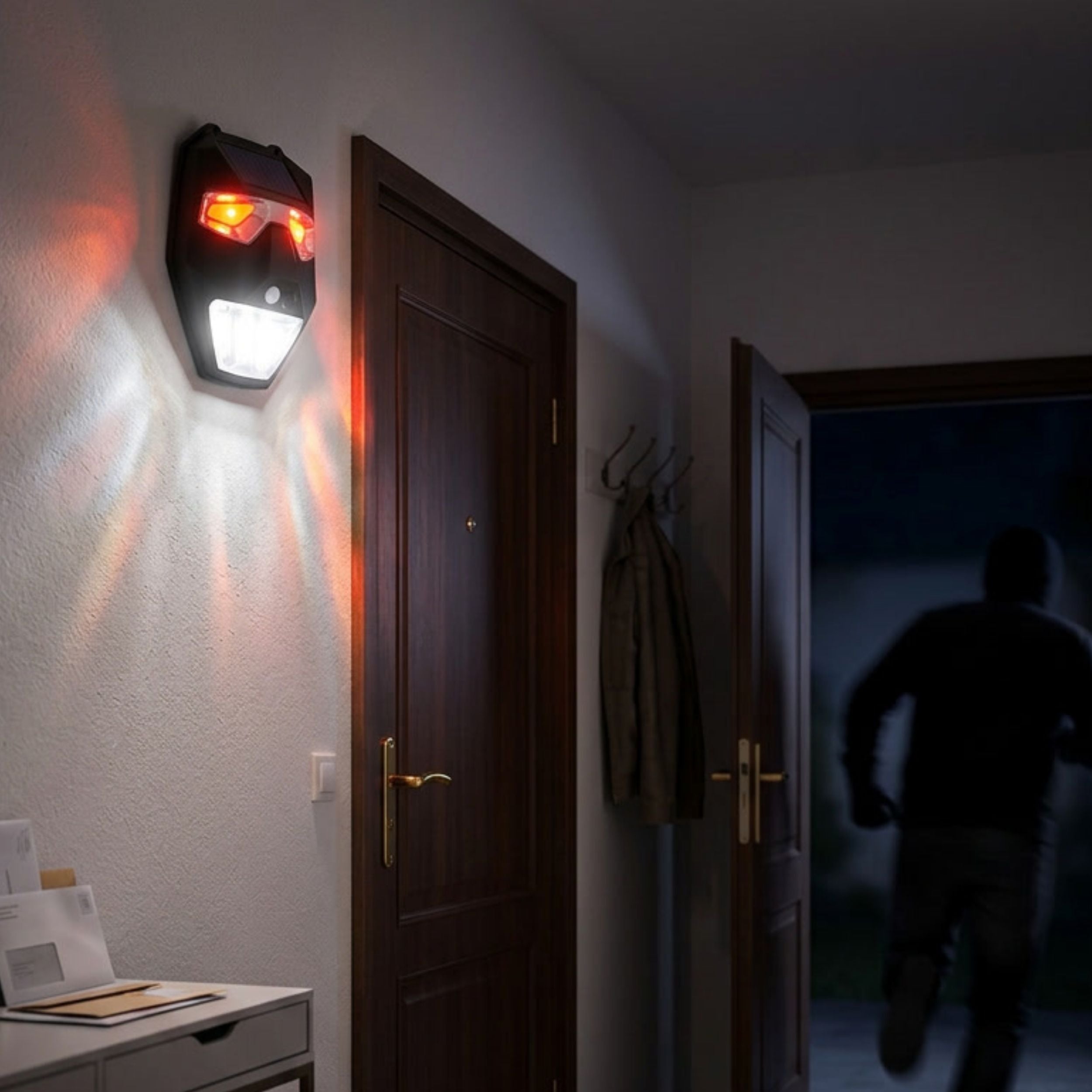 Dritë Solare Muri me Sensor Lëvizjeje & Alarm