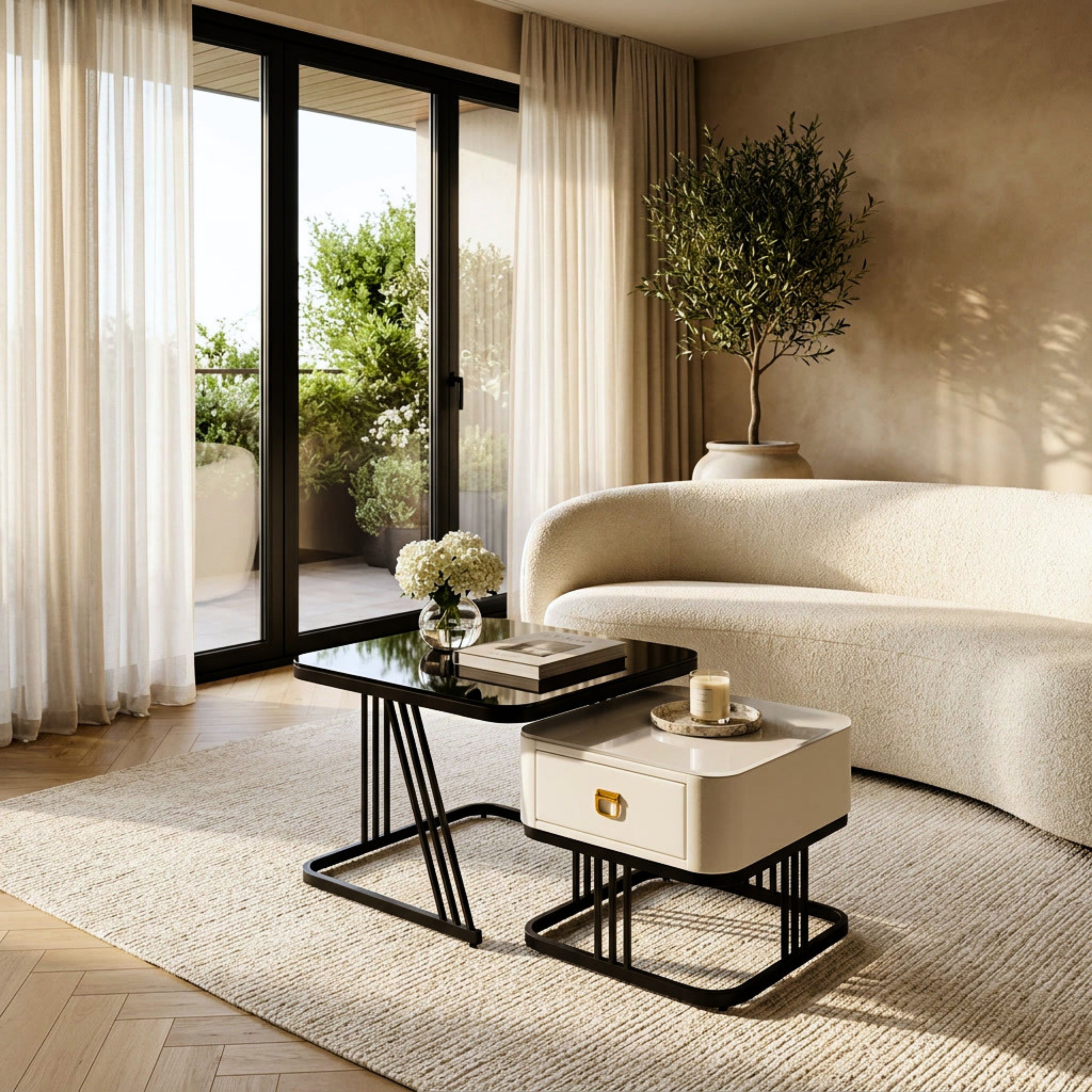 Set Tavolinash Moderne për Dhomë Ndejeje (2 Copë)