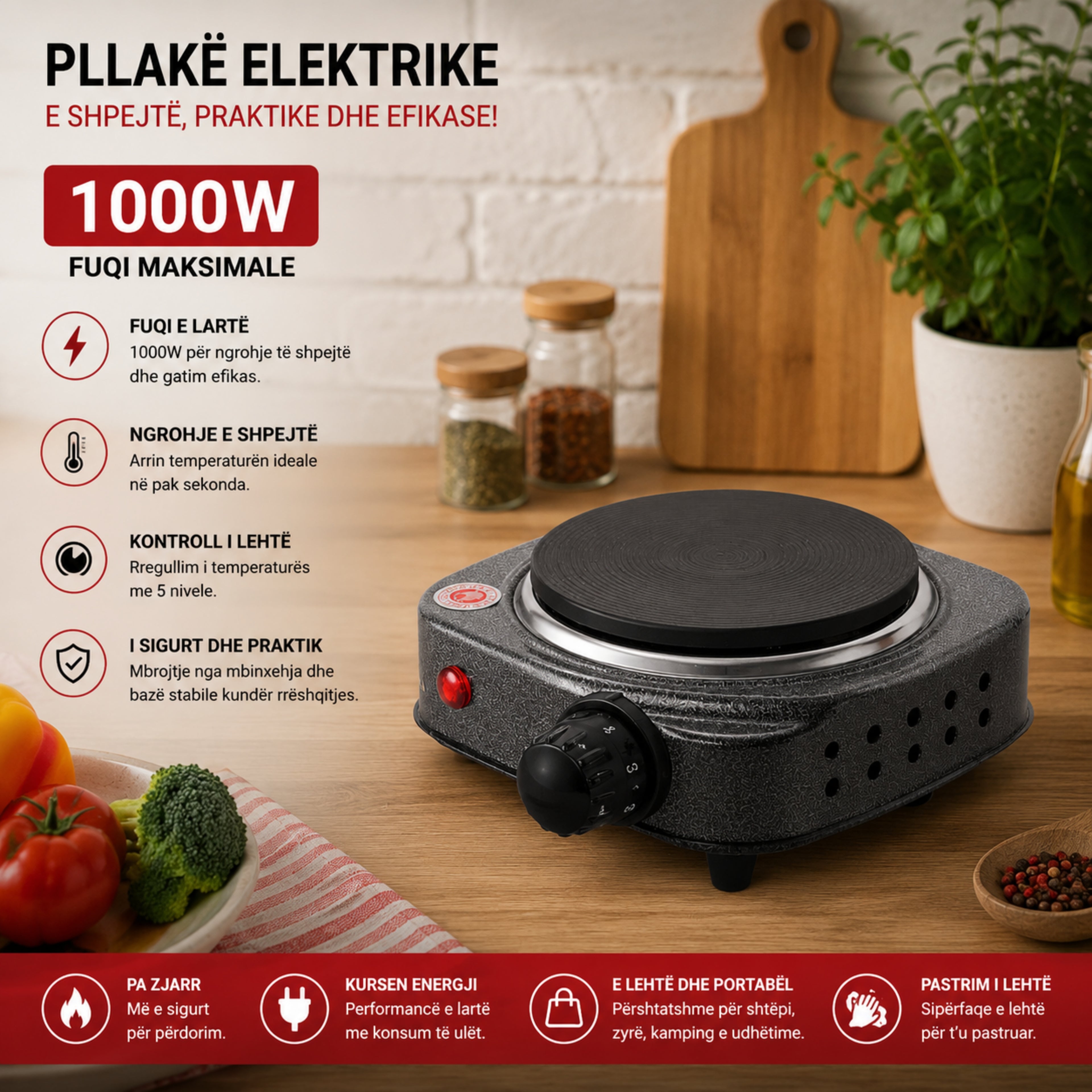 Pllakë Elektrike 1000W