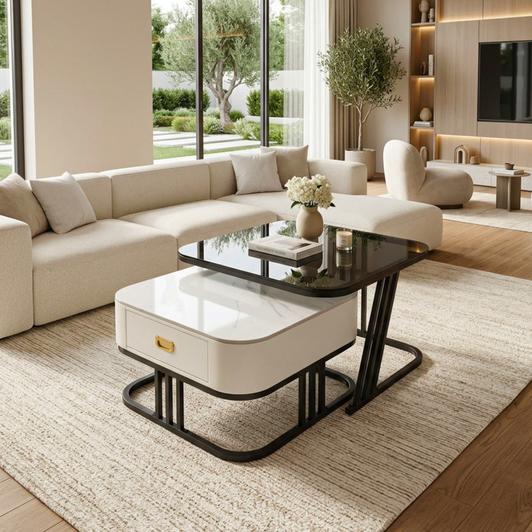 Set Tavolinash Moderne për Dhomë Ndejeje (2 Copë)