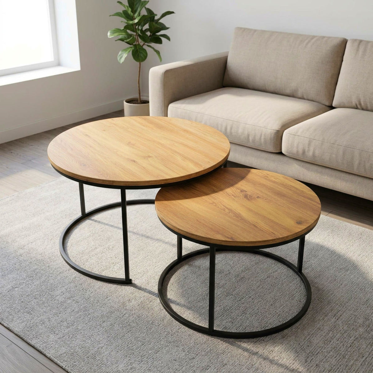 Set Tavolinash prej Druri – 2 Copë