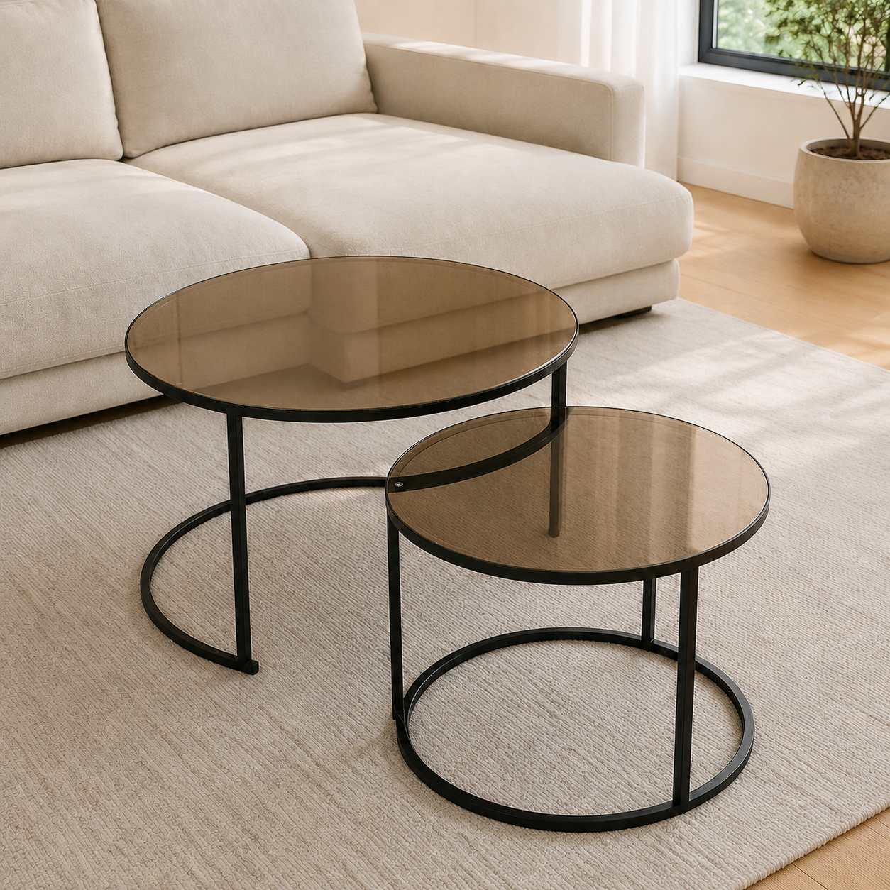 Set Tavolinash me Xham – 2 Copë