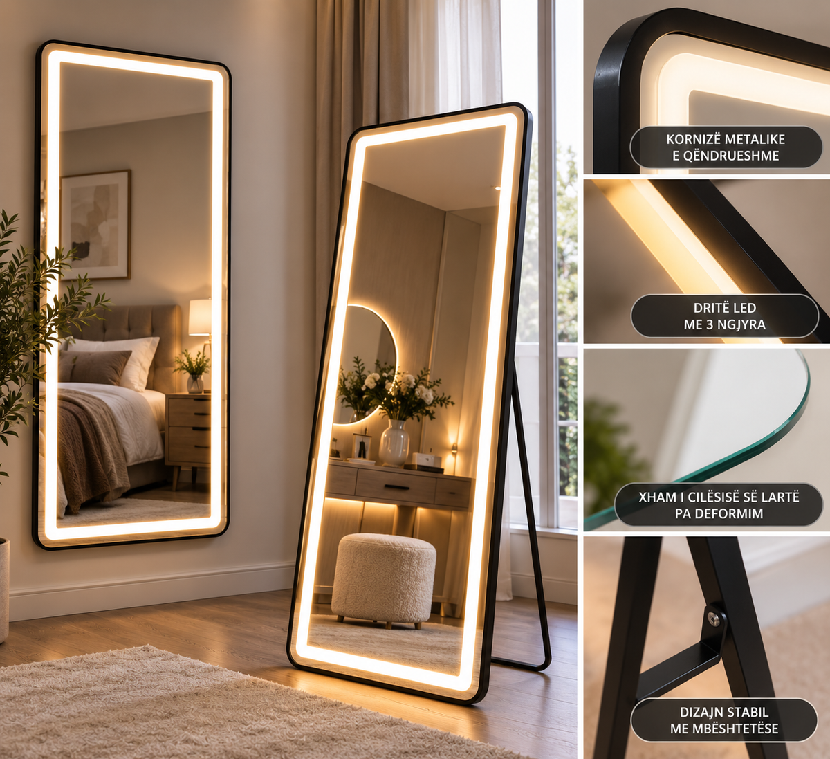 Pasqyrë Moderne me Dritë LED 160×50 cm