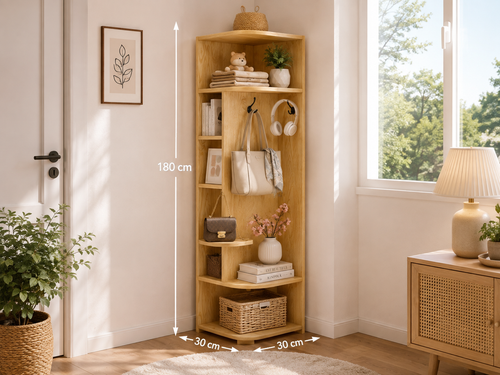 Garderobë Këndore me Varëse dhe Rafte – 180×30×30 cm