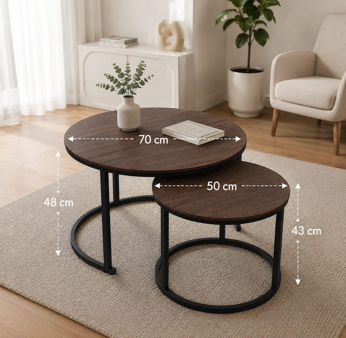 Set Tavolinash prej Druri – 2 Copë