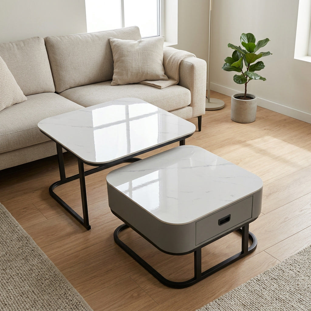 Set Tavolinash Keramike – 2 Copë