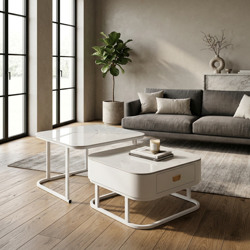 Set Tavolinash Keramike – 2 Copë