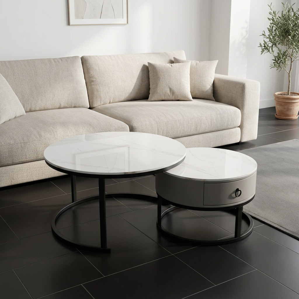 Set Tavolinash Keramike – 2 Copë