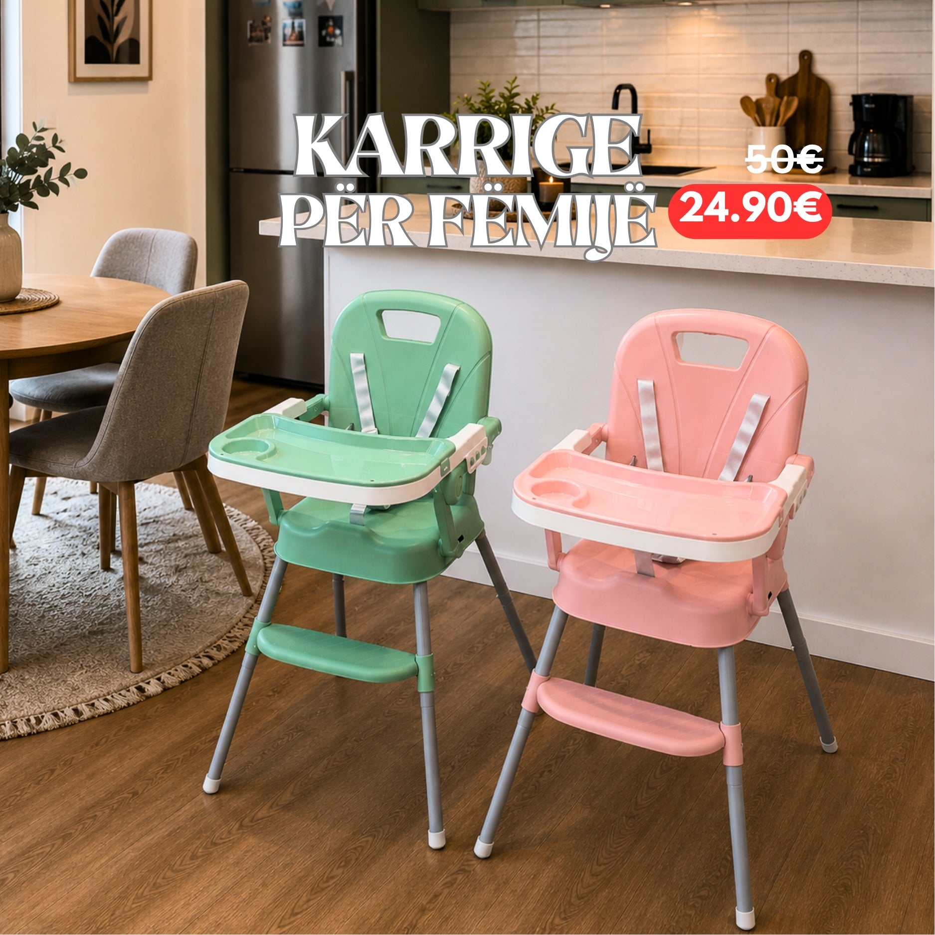 Karrige Ushqimi për Fëmijë me Tavolinë