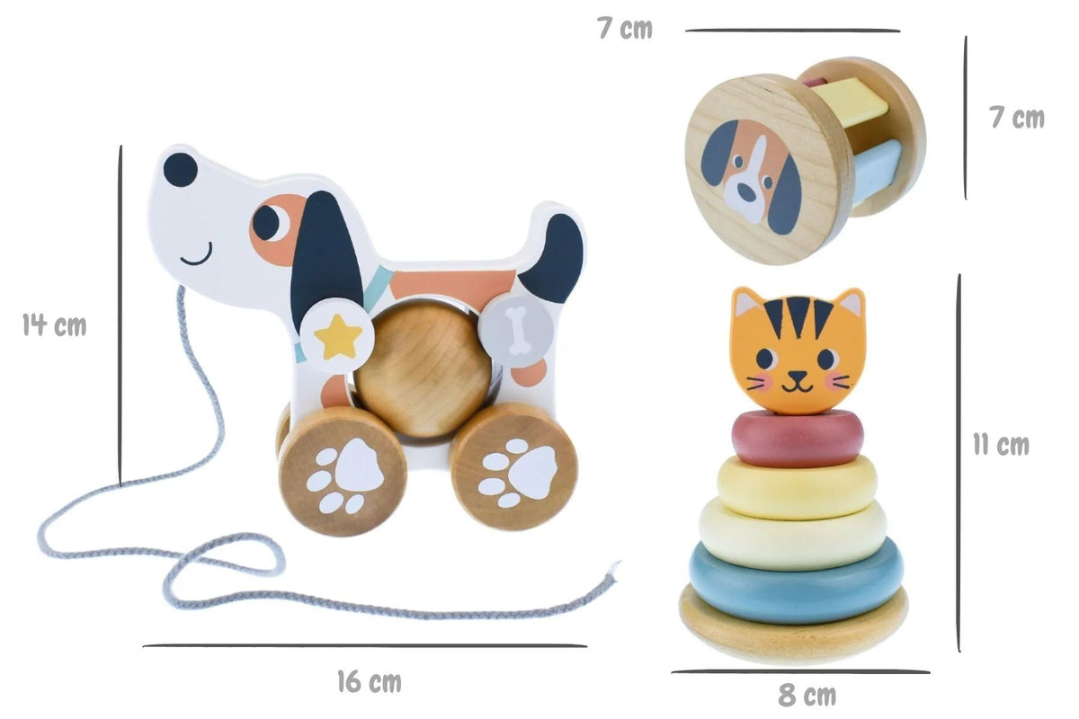 Tooky Toys – Kuti dhuratë 3 në 1 me lodra prej druri