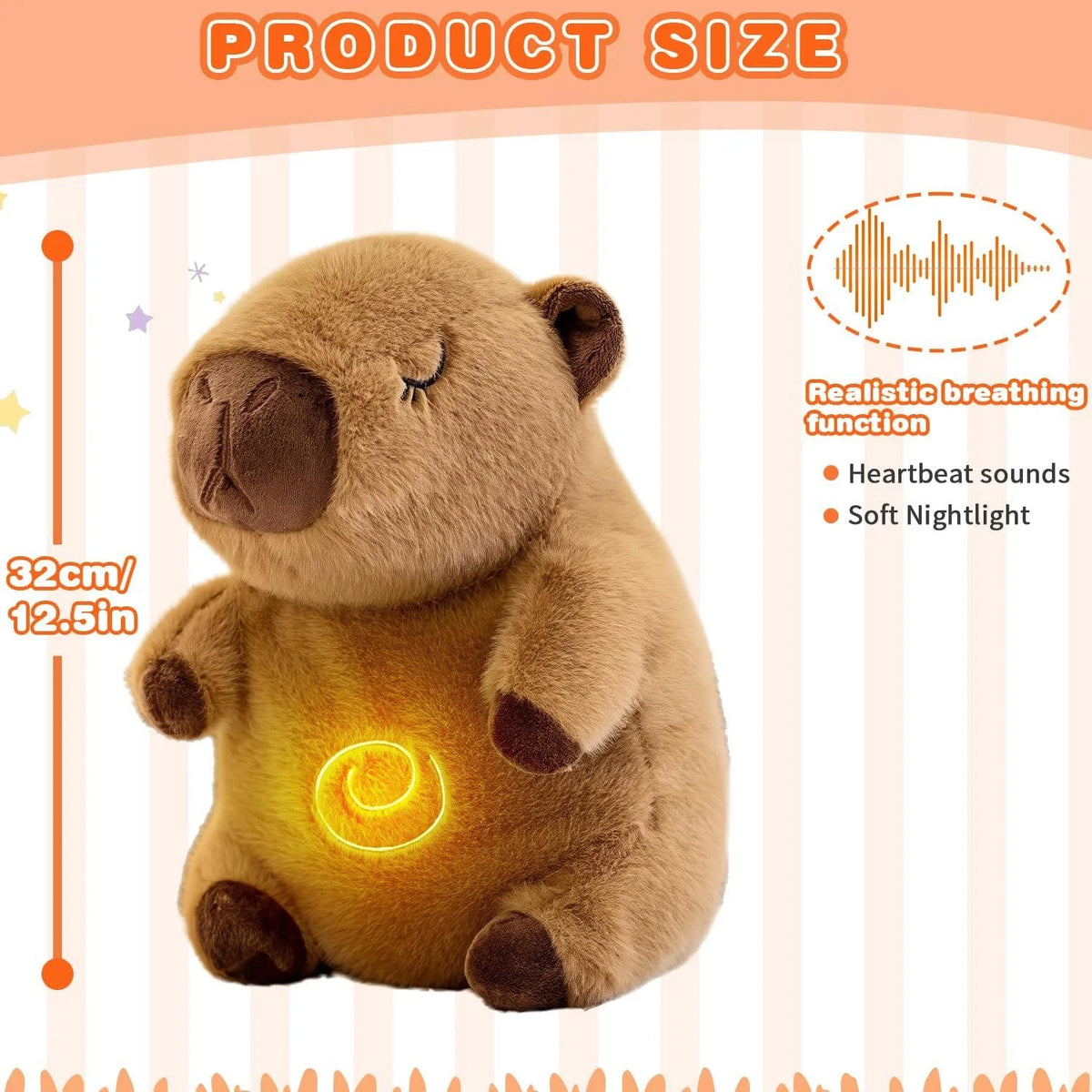 Capybara – Lodër qetësuese plush me frymëmarrje