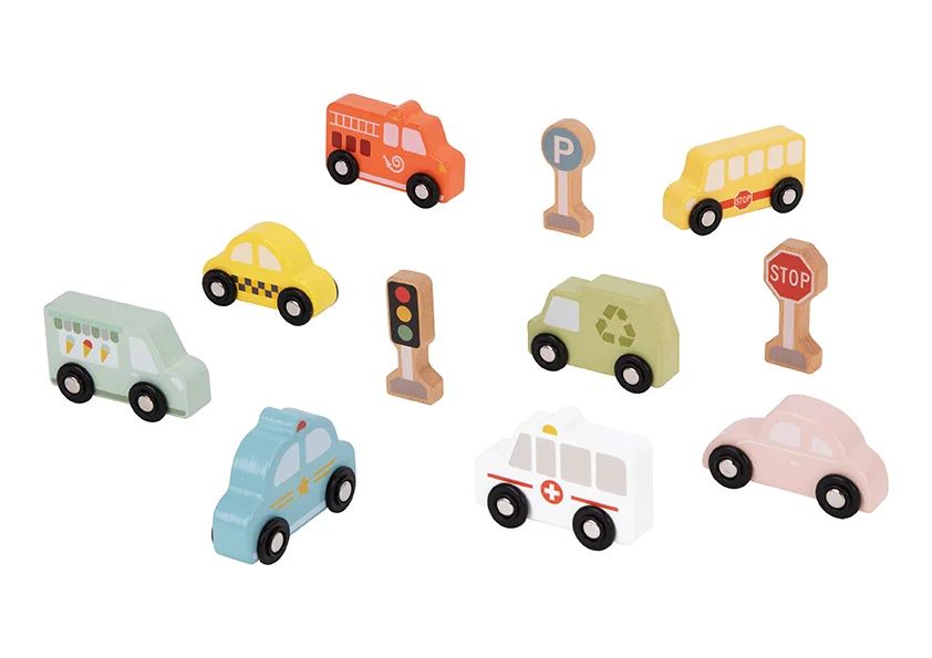Tooky Toys – Set edukativ me automjete dhe shenja trafiku