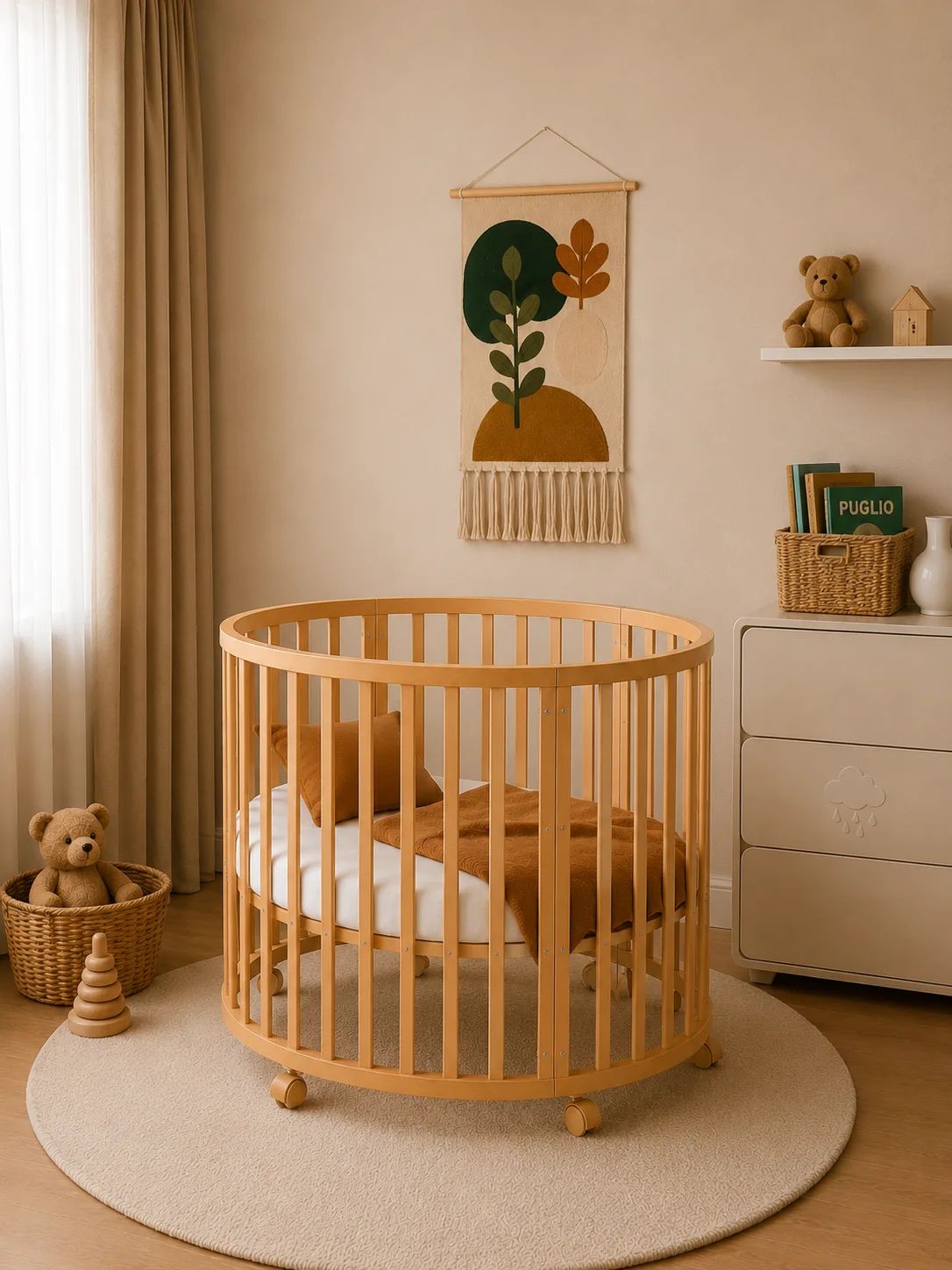 Set Premium Shtrat Oval 2 në 1 për bebe me dyshek