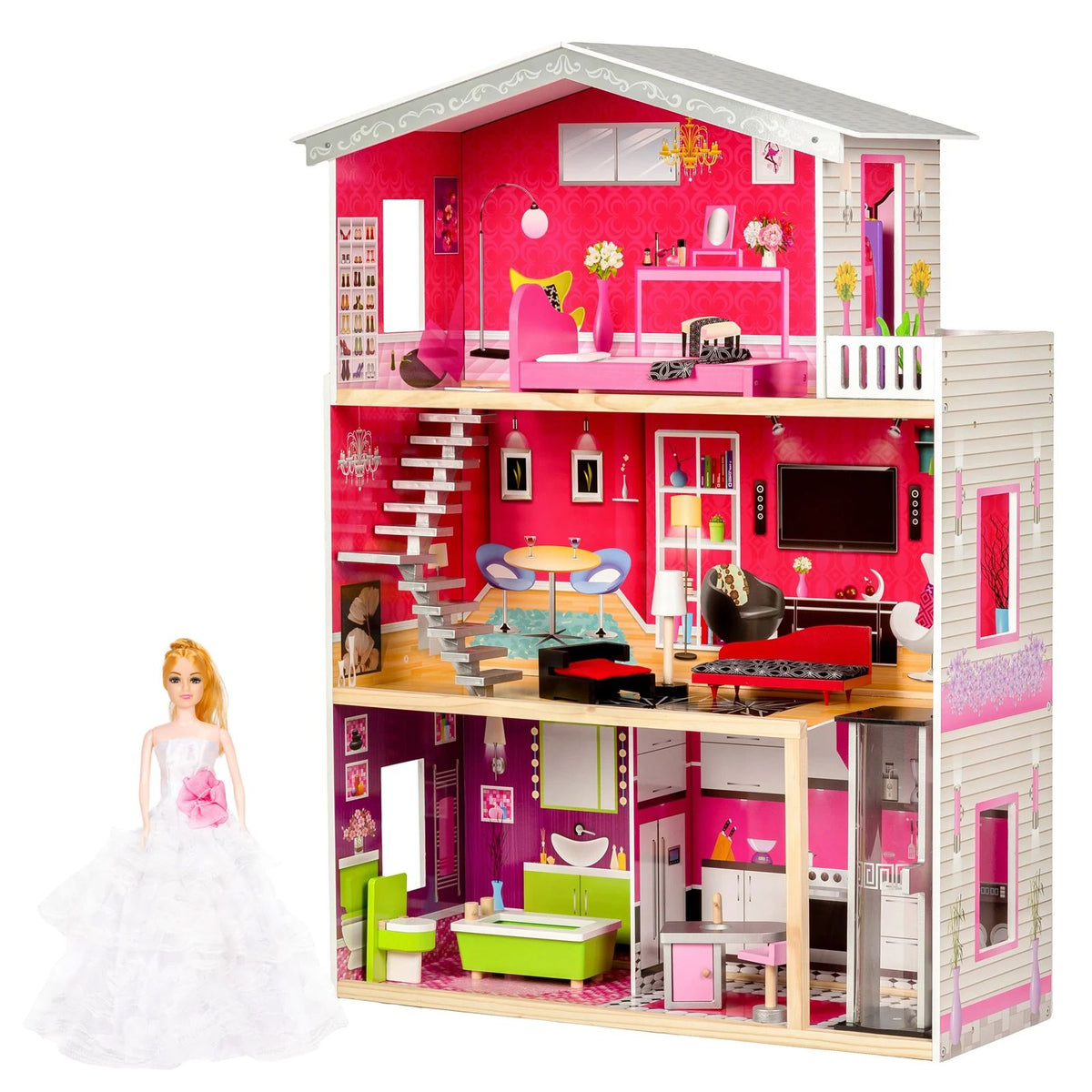 EcoToys Malibu – Shtëpi druri për kukulla