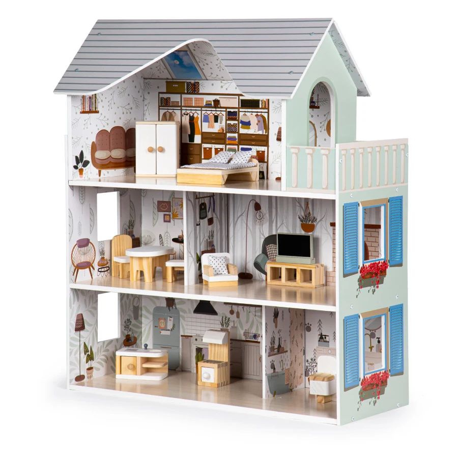 EcoToys Emma – Shtëpi druri për kukulla
