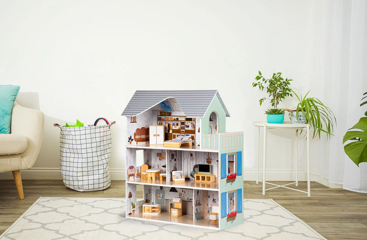 EcoToys Emma – Shtëpi druri për kukulla