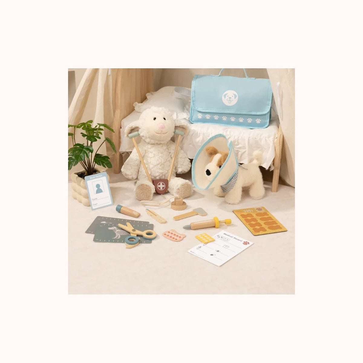 Tooky Toys – Set veterineri për kafshë shtëpiake prej druri