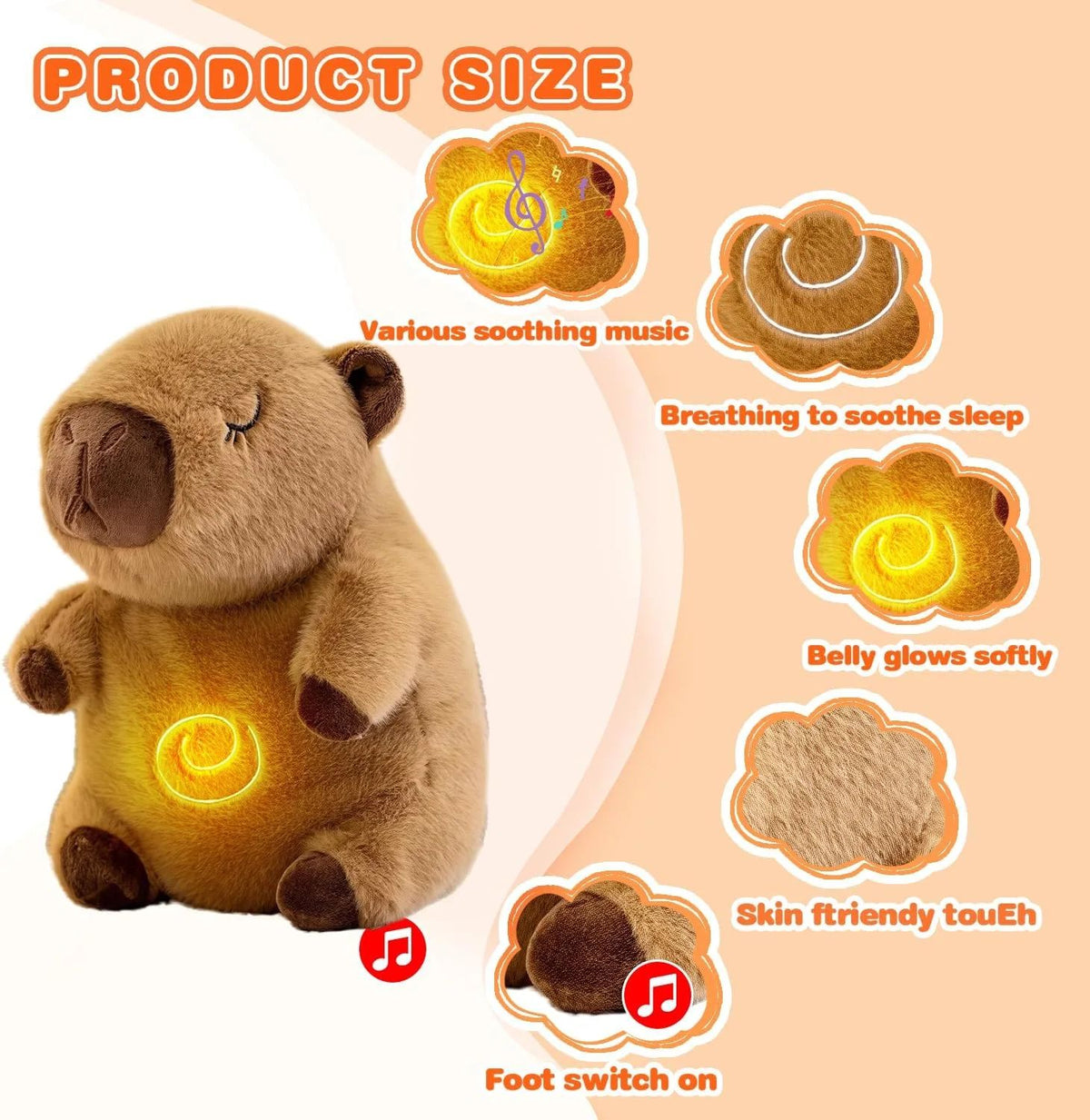 Capybara – Lodër qetësuese plush me frymëmarrje