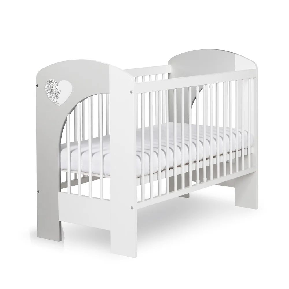 Klups Nel – Shtrat për bebe 120 × 60 cm, gri-e bardhë