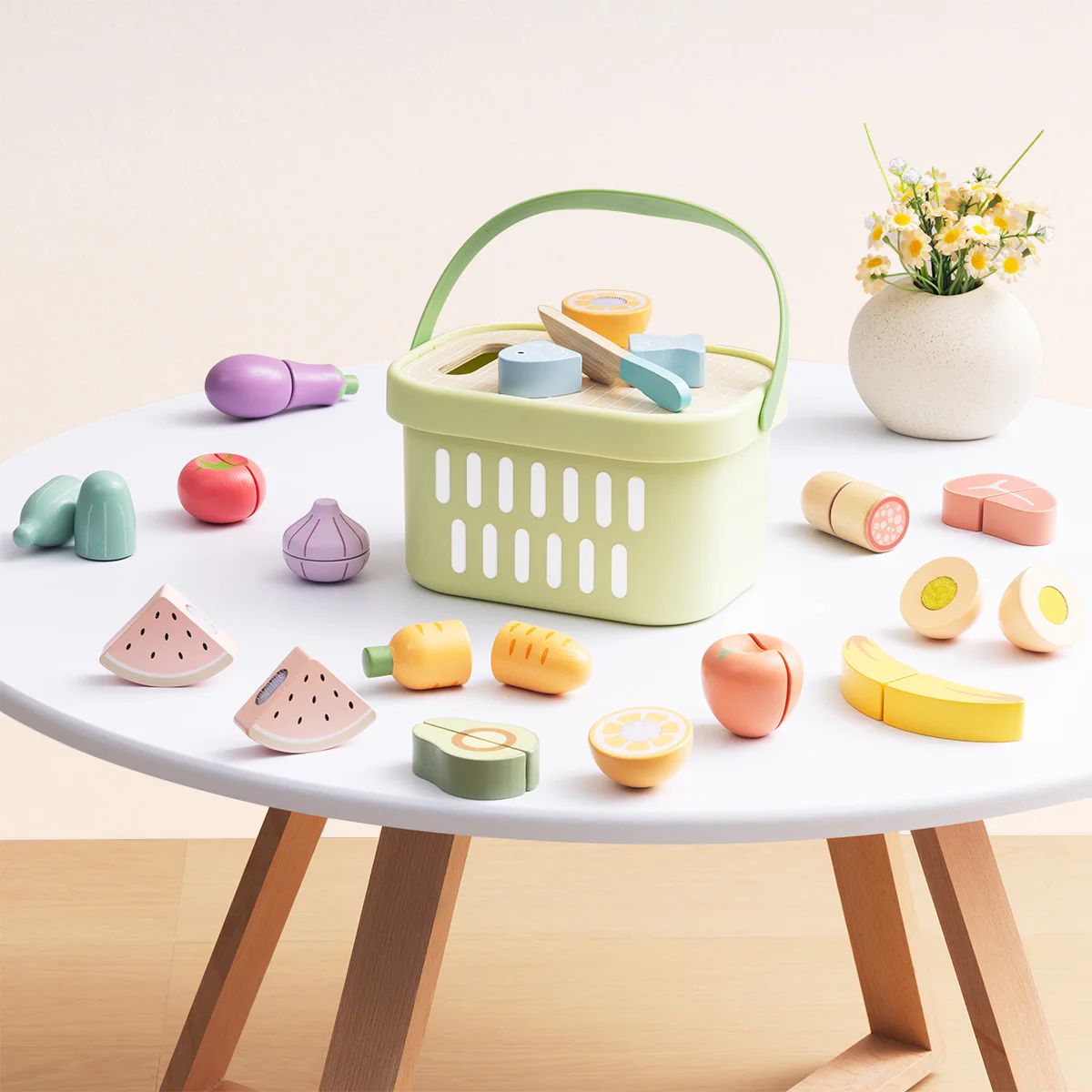 Tooky Toys – Set ushqimesh për prerje prej druri