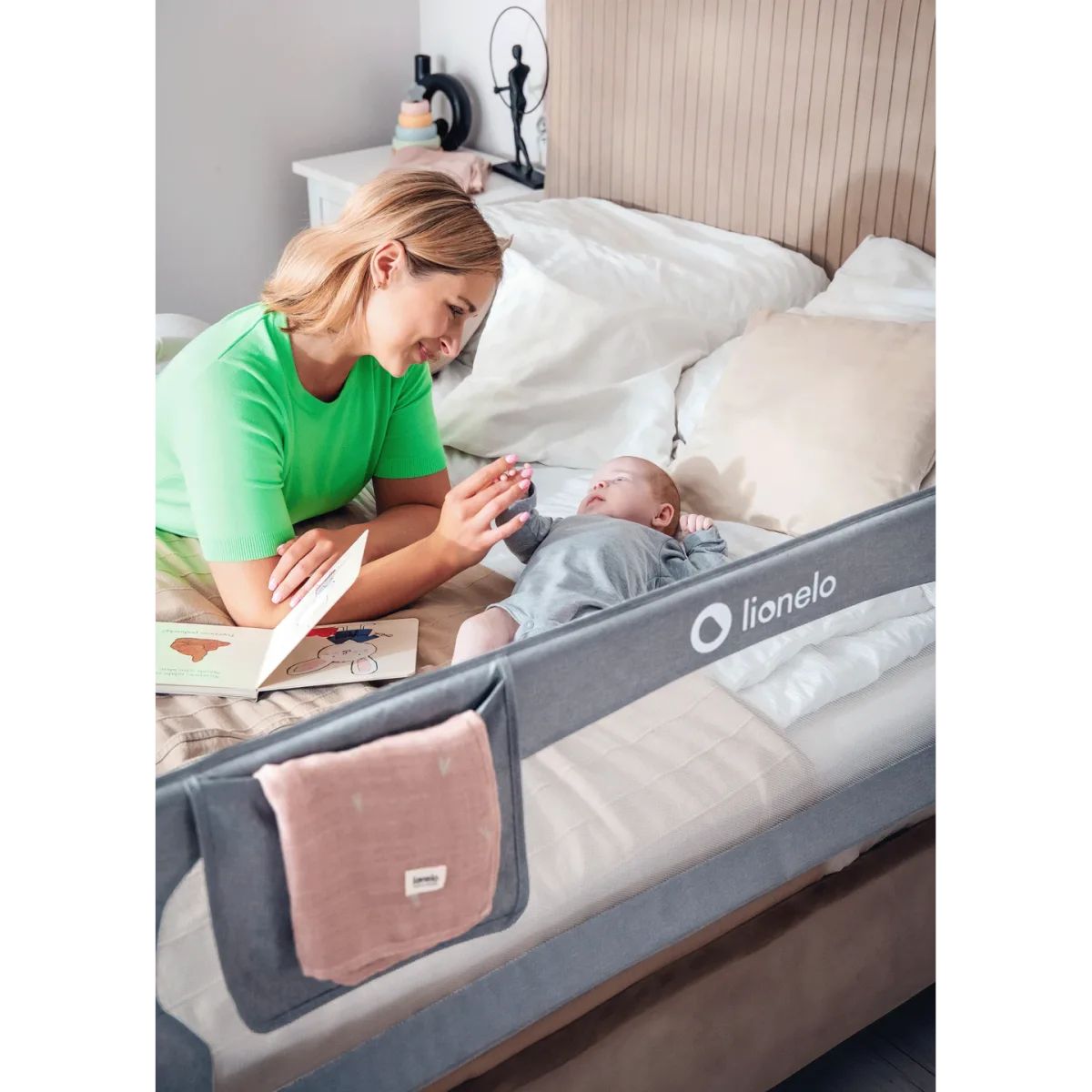 Lionelo Eva Beige Melange – Mbrojtëse anësore për shtrat